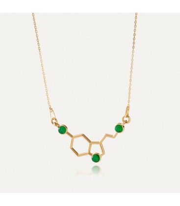 Serotonin necklace with stone - green jade, silver 925