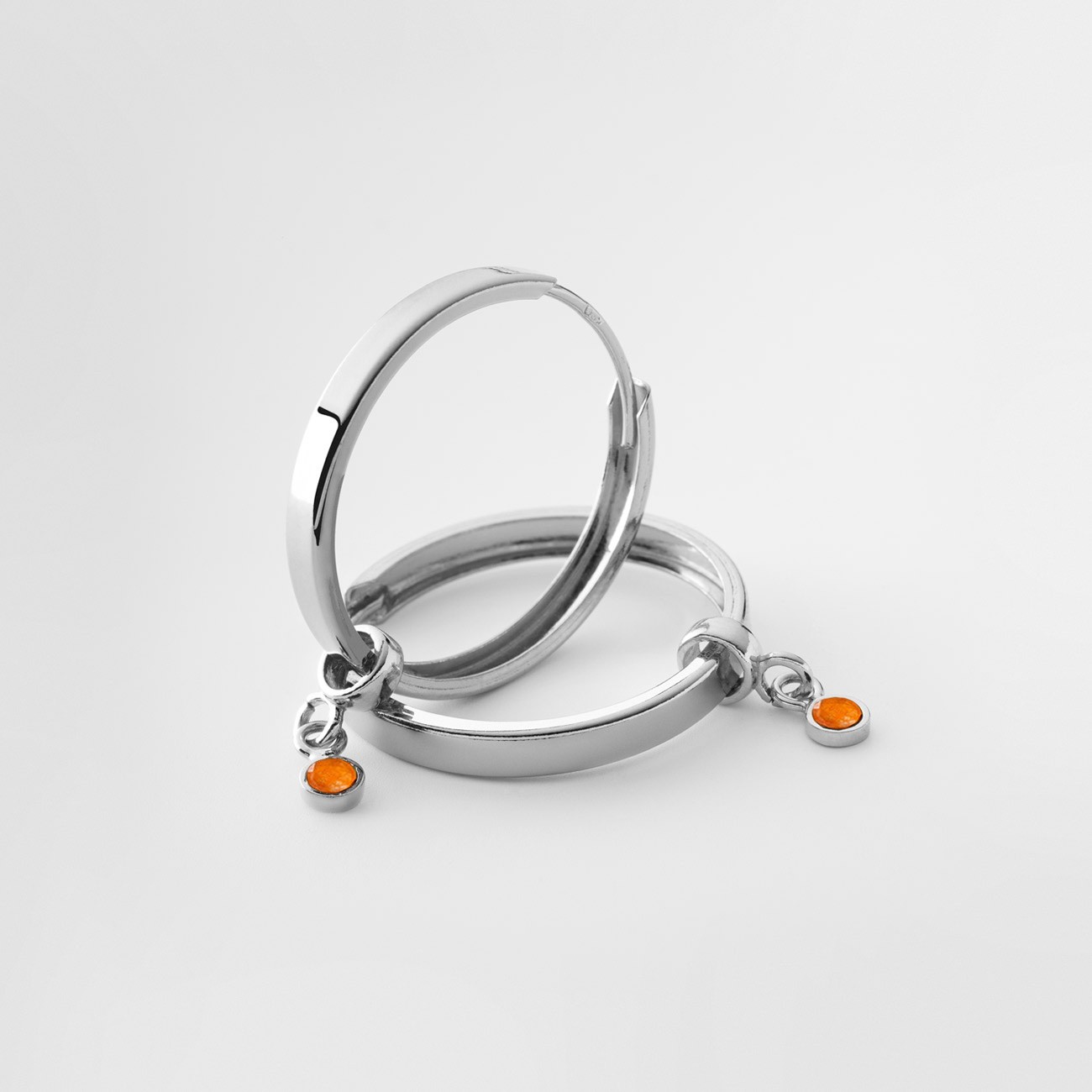 Round hoop earrings natural stones