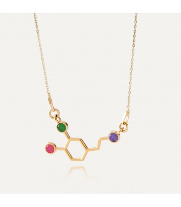 Dopamine necklace with colored stones, silver 925