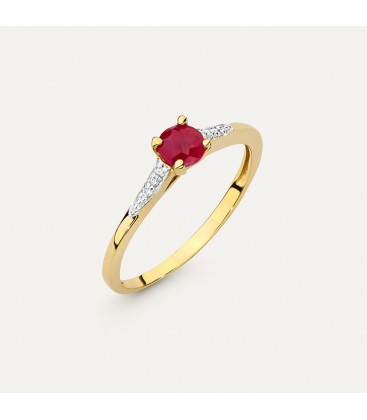 Gold ring with ruby and diamonds - Retro
