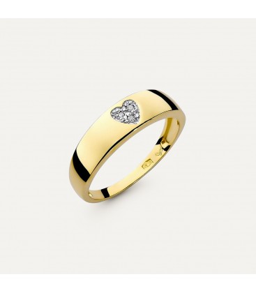 Goldener Ring mit Herzförmigem Diamanten – Modern