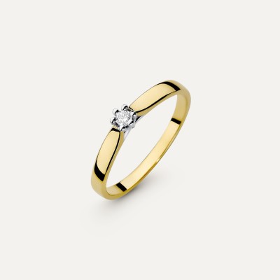 Złoty pierścionek zaręczynowy z brylantem