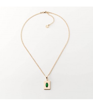 Rectangular pendant necklace with colorful stone