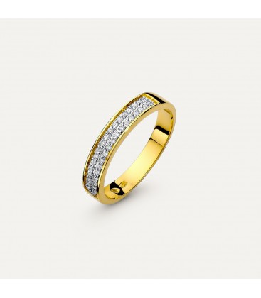 Złoty pierścionek obrączka rząd brylantów - Glamour