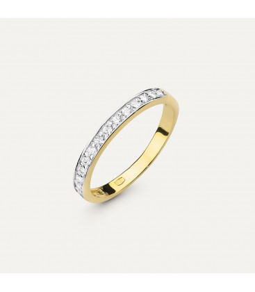Złoty delikatny pierścionek obrączka z brylantami Glamour