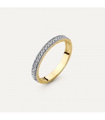 Złoty minimalistyczny pierścionek obrączka z brylantami - Glamour