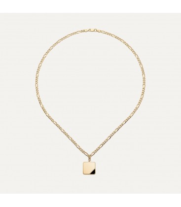 Square pendant necklace - figaro chain, silver 925