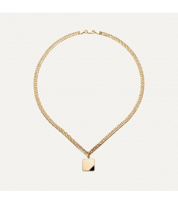 Square pendant necklace - rombo chain, silver 925