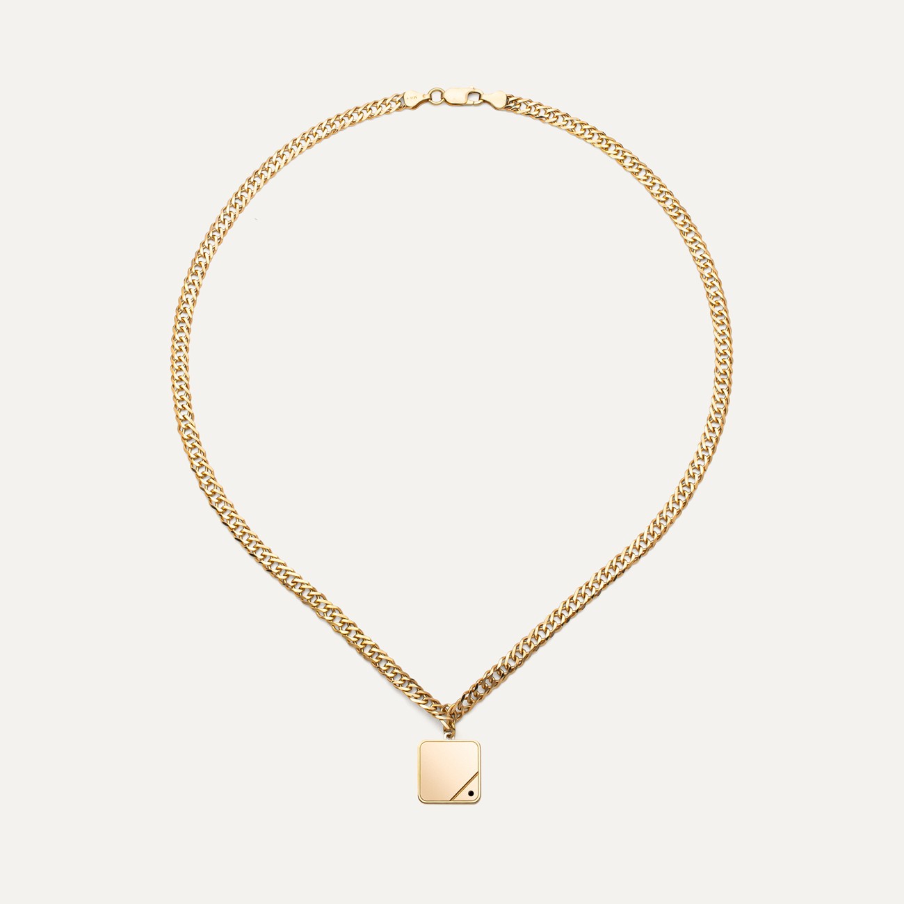 Rectangle pendant with cystal necklace rombo chain 925