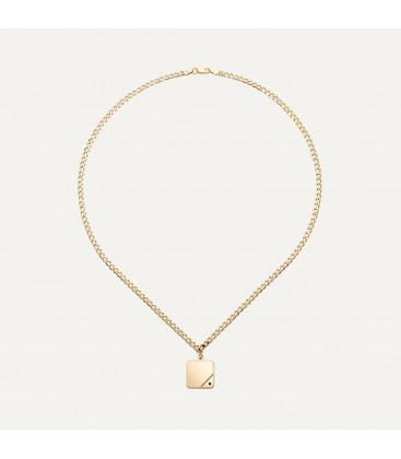 Square pendant with crystal necklace curb chain 925