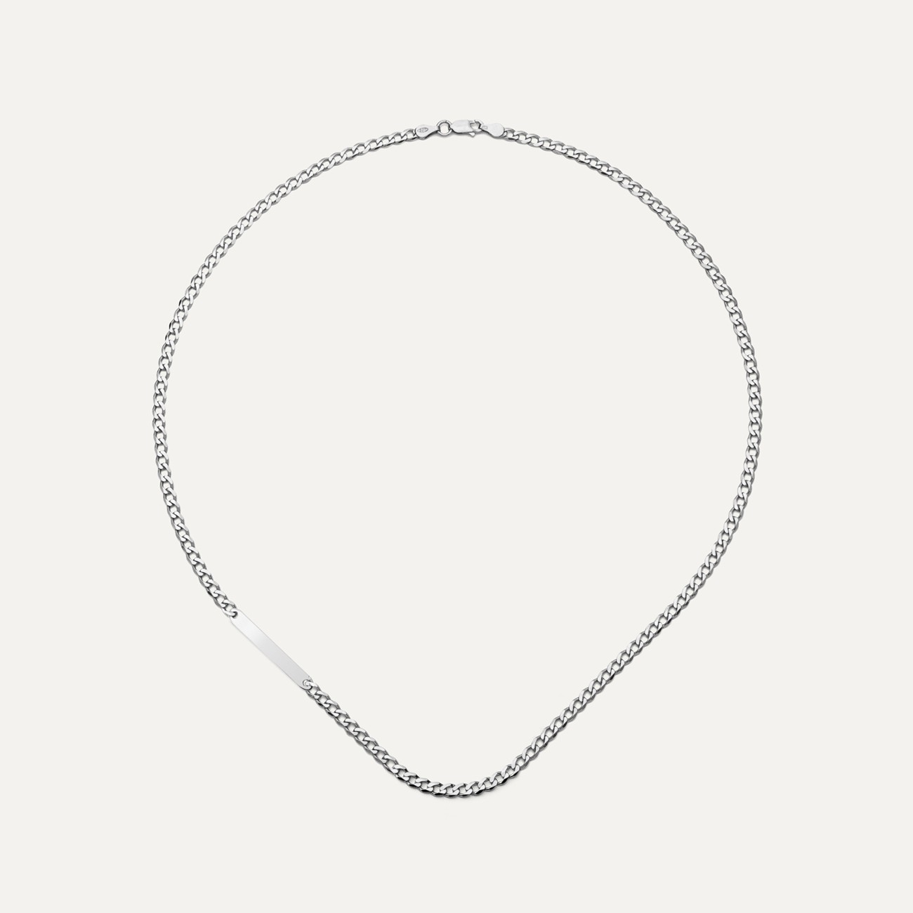 Men's necklace rectangular pendant curb chain 925