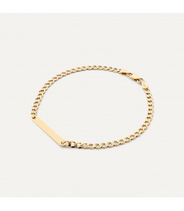 Bracelet with rectangular tag - curb chain, silver 925
