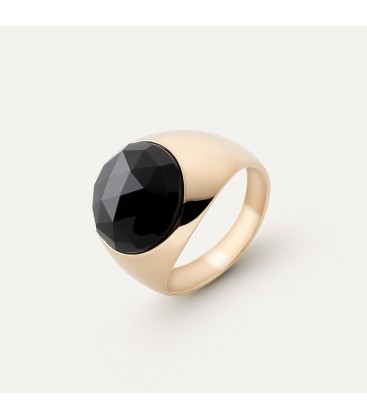Male signet ring with black crystal