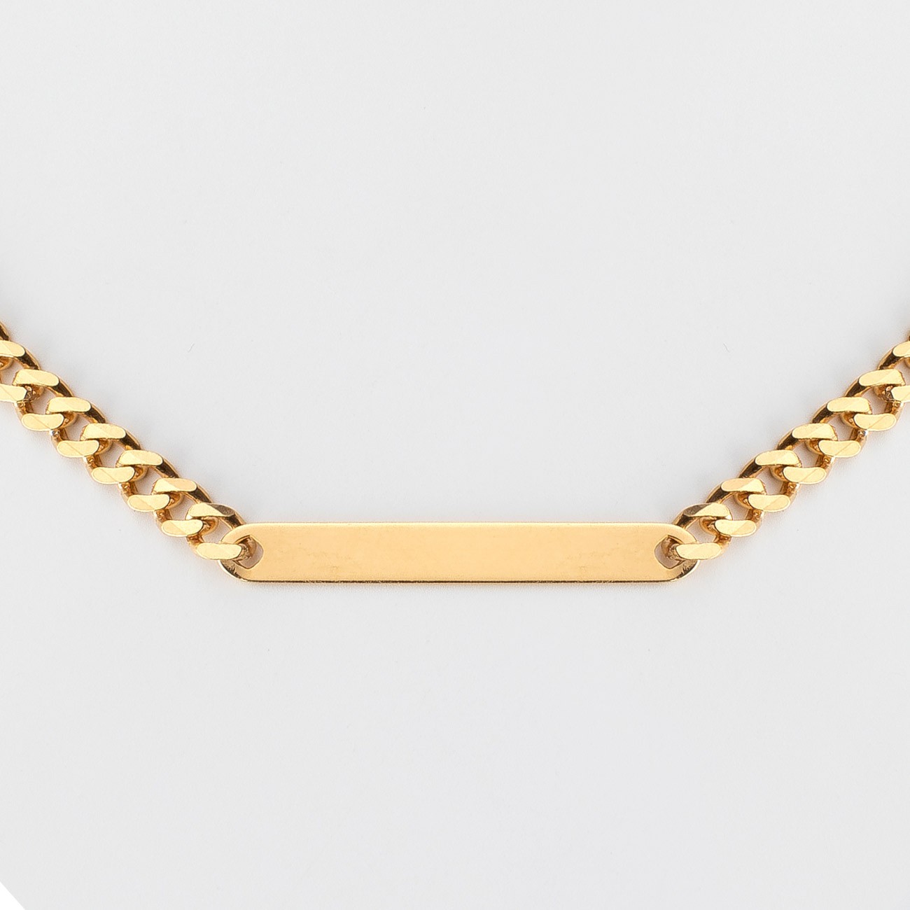 Men's necklace rectangular tag pendant curb chain 925