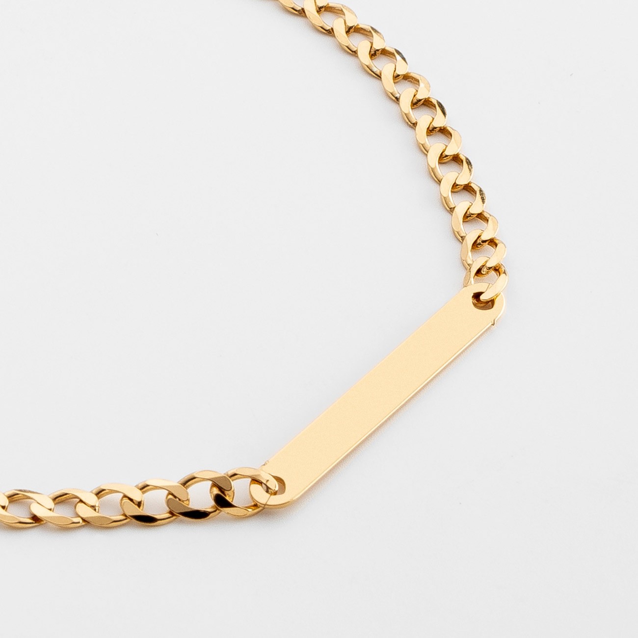 Men's bracelet rectangular tag curb chain 925