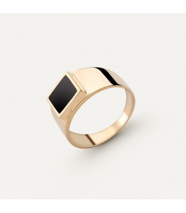Men's silver signet ring with resin - square