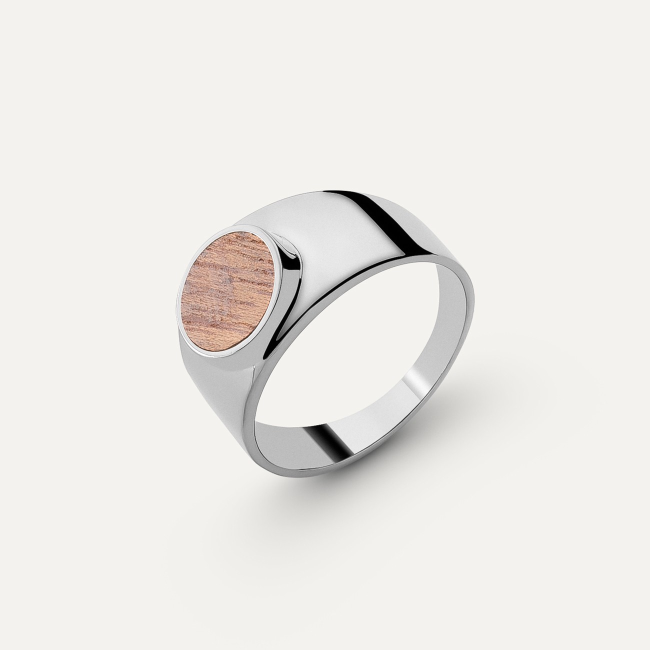 Round wooden signet ring
