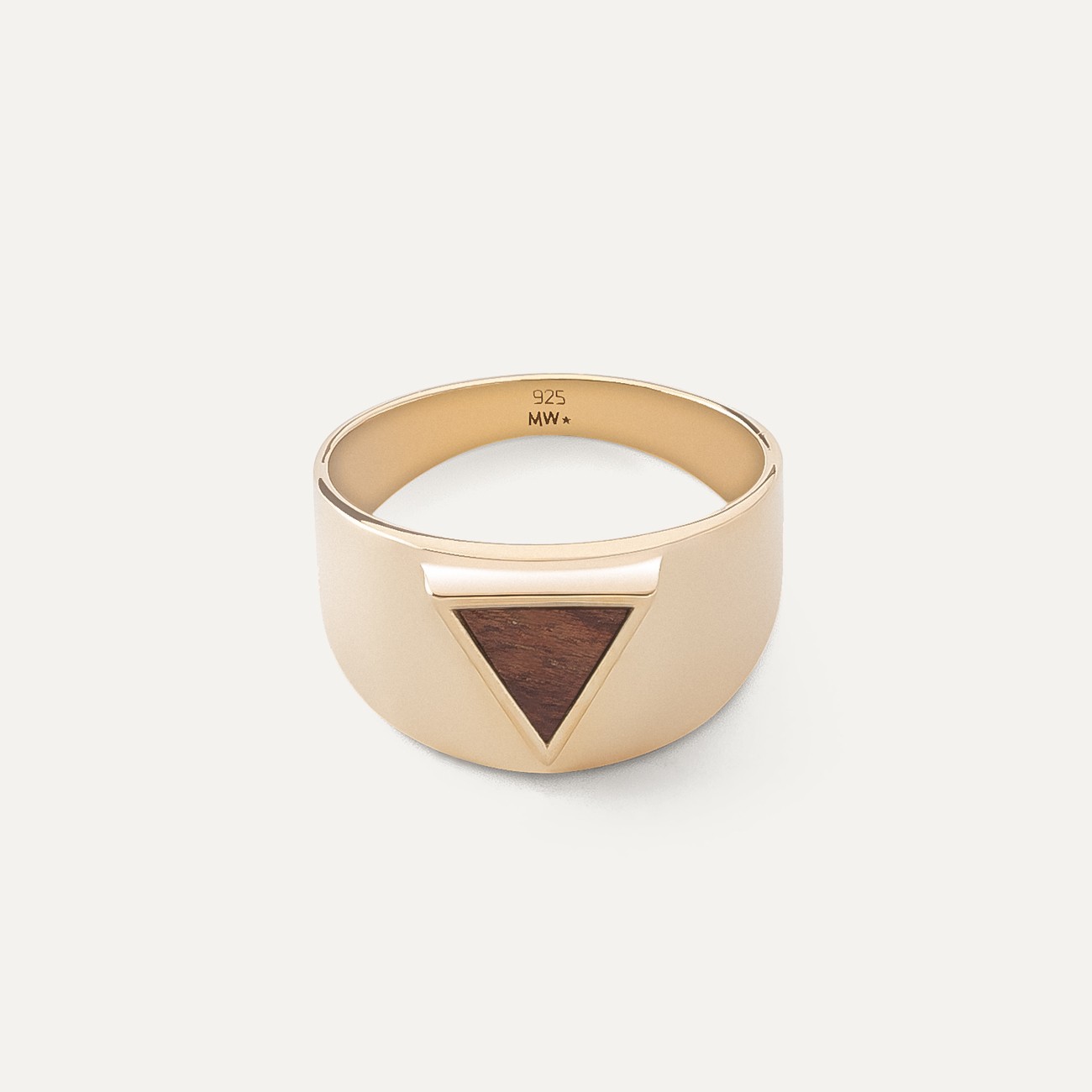 Triangle wooden signet ring