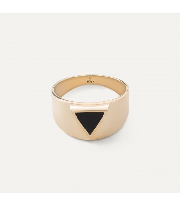 Men's silver signet ring with resin - triangle