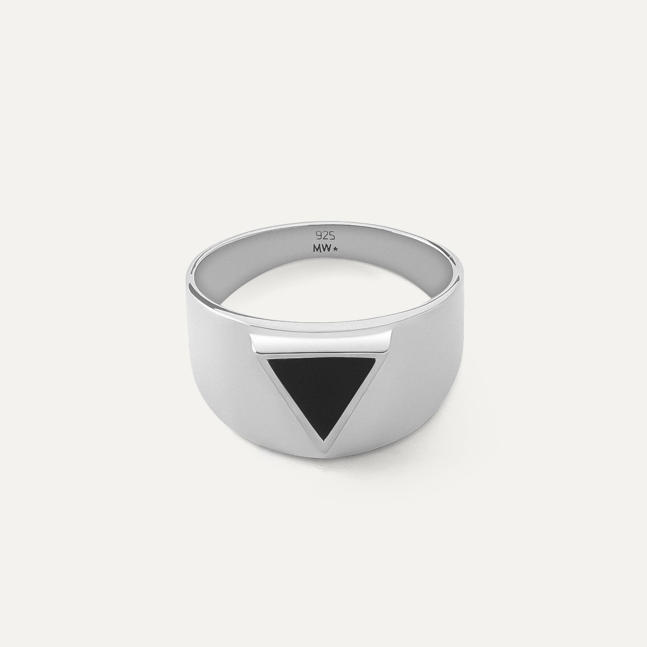 Silver triangle signet ring with resin