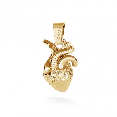 CHARM 139, HUMAN HEART, STERLING SILVER (925) RHODIUM OR GOLD PLATED