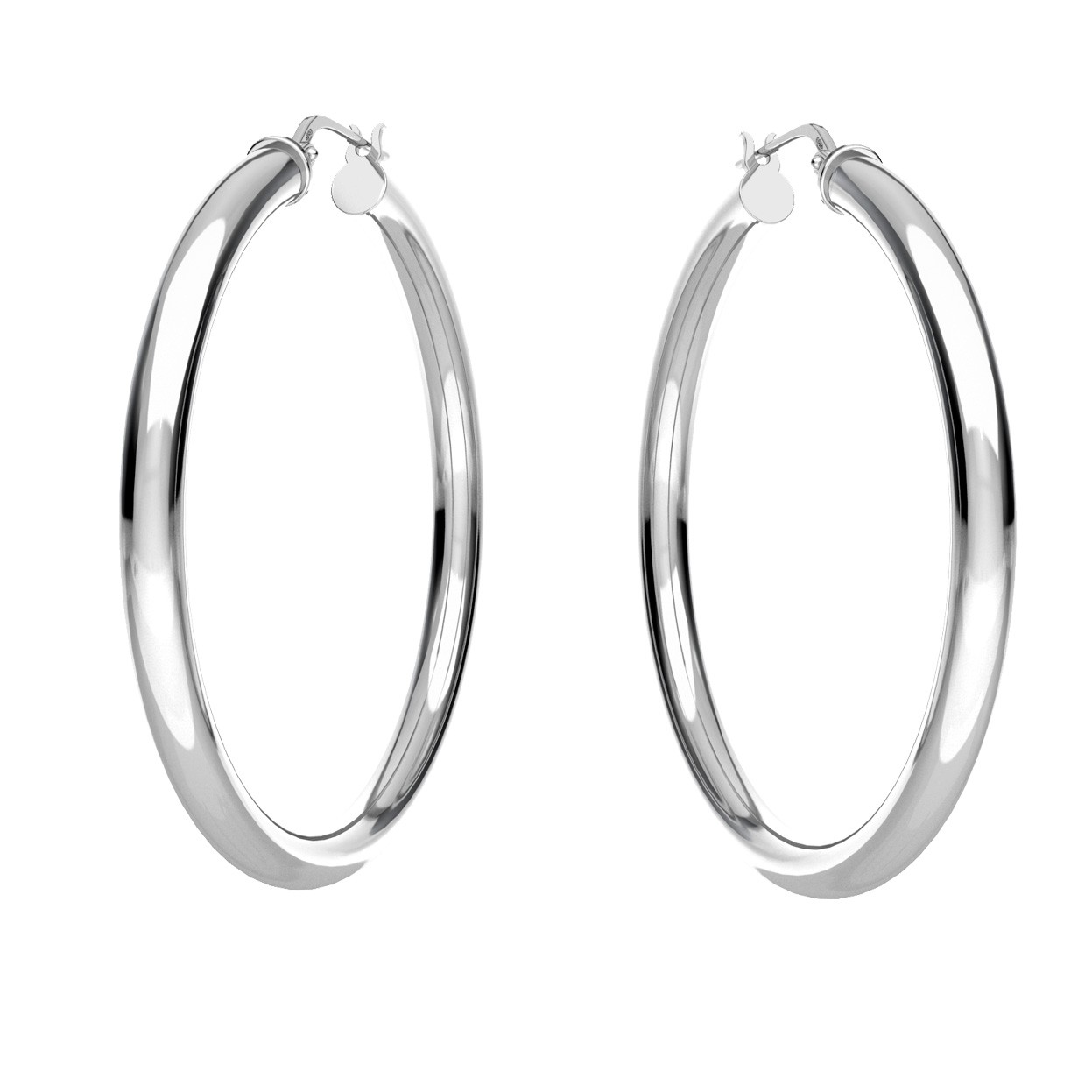 Round hoop earrings 5 cm with clasp, silver 925