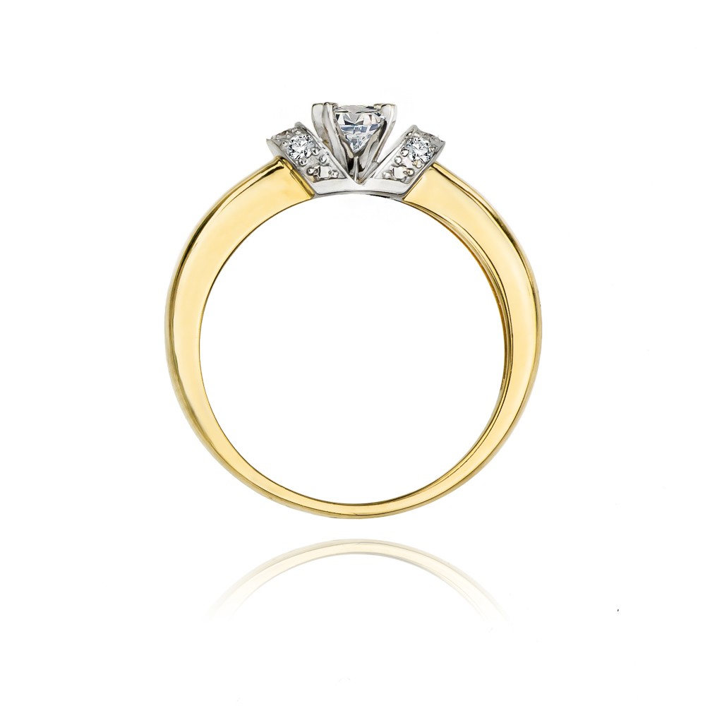 Złoty pierścionek zaręczynowy z brylantem Retro