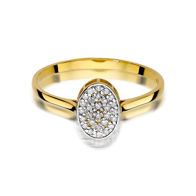 Złoty pierścionek zaręczynowy owal z brylantami Klasyka