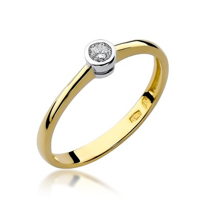 Złoty pierścionek zaręczynowy z brylantem w oprawie Delikatność