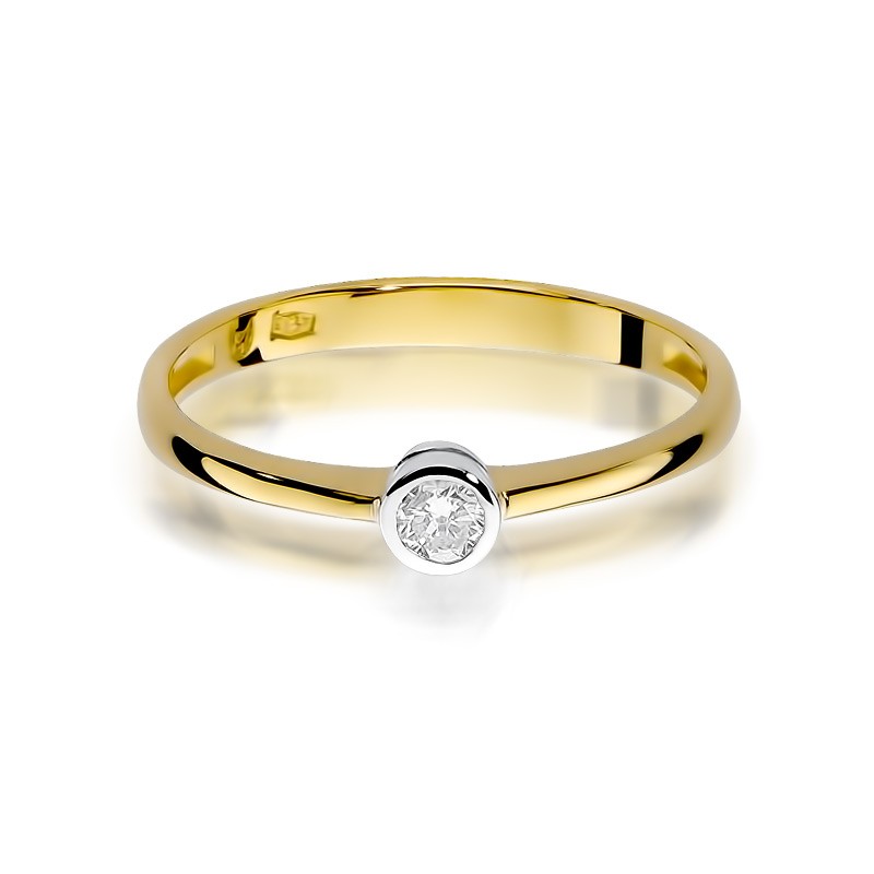Złoty pierścionek zaręczynowy z brylantem w oprawie Delikatność