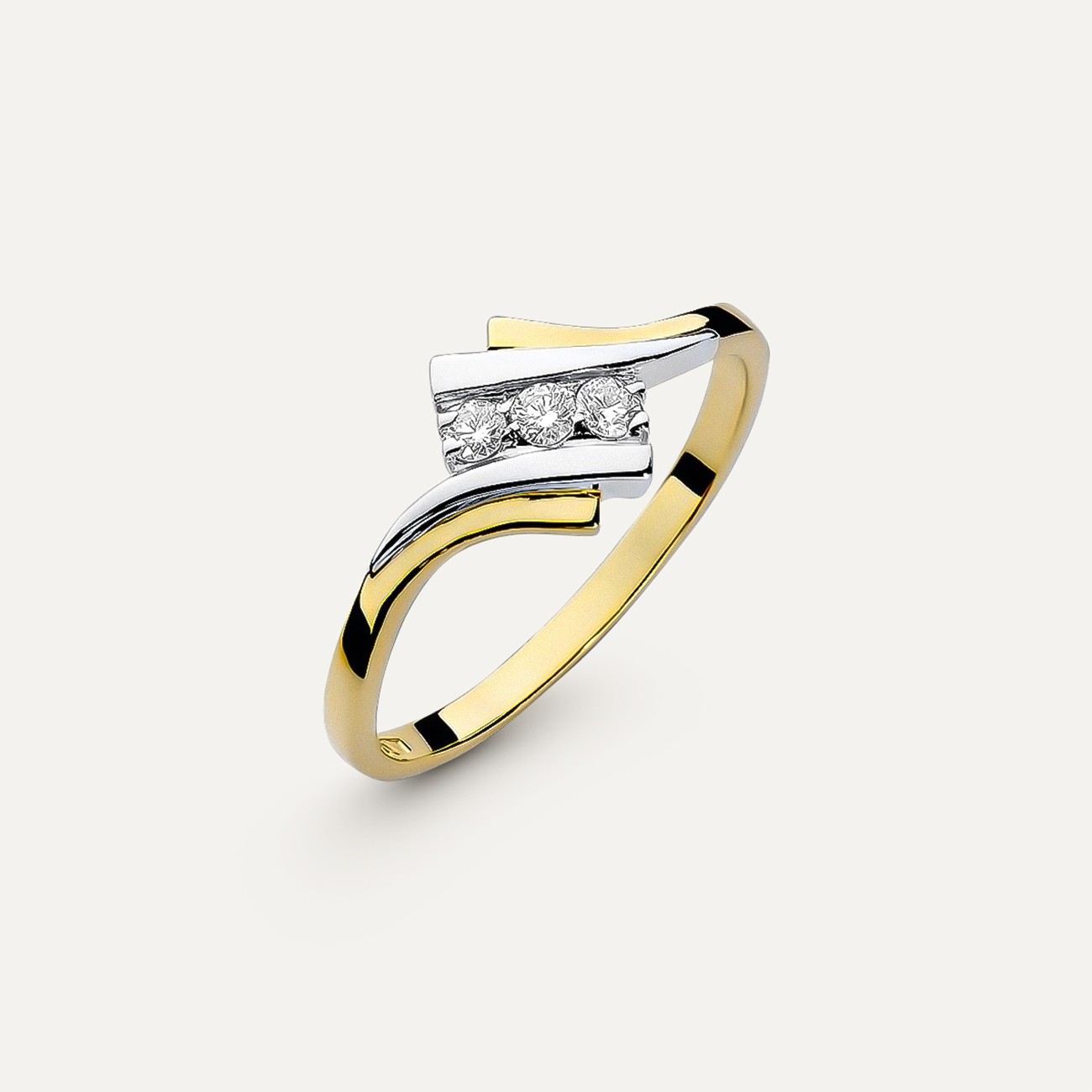 Złoty pierścionek z brylantami Modern