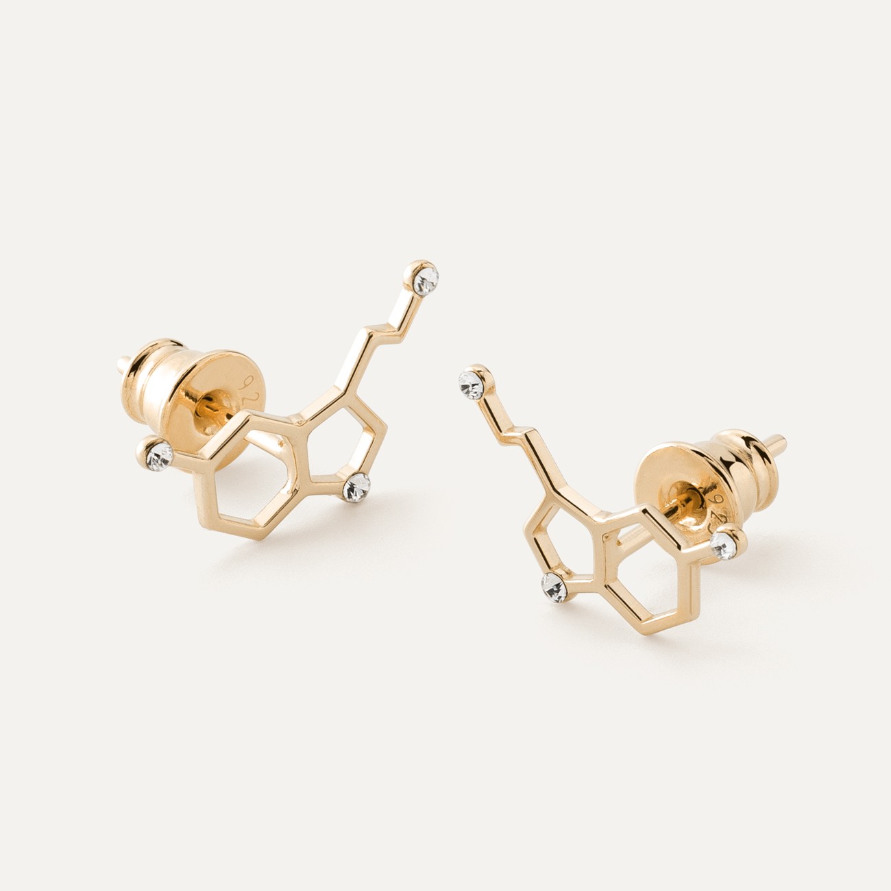 Serotonin earrings with crystals, Silver 925