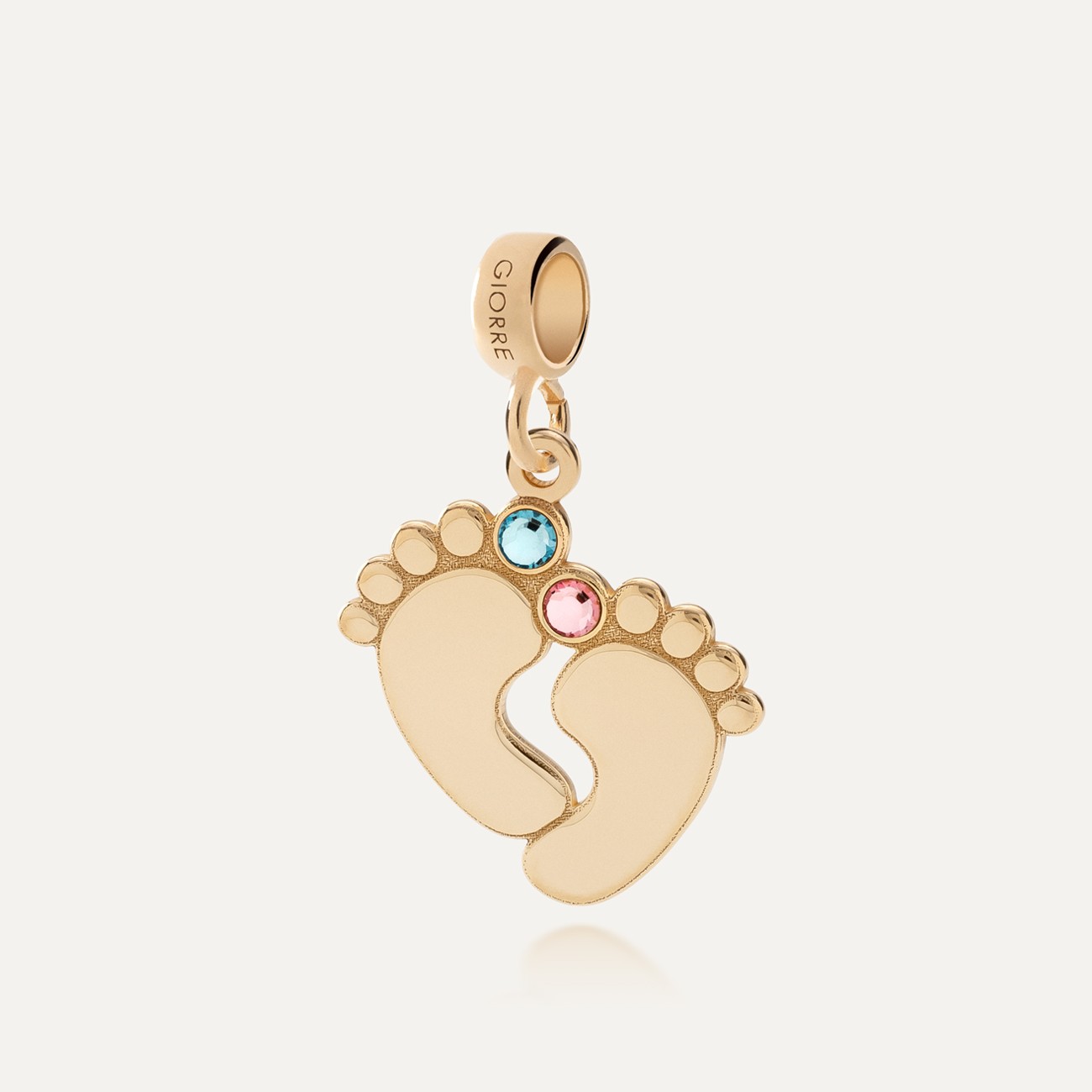 CHARM 43, BABY FEET WITH ENGRAVE, STERLING SILVER RHODIUM OR 24K GOLD PLATED