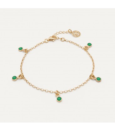 Silver bracelet with stone pendants - green jade