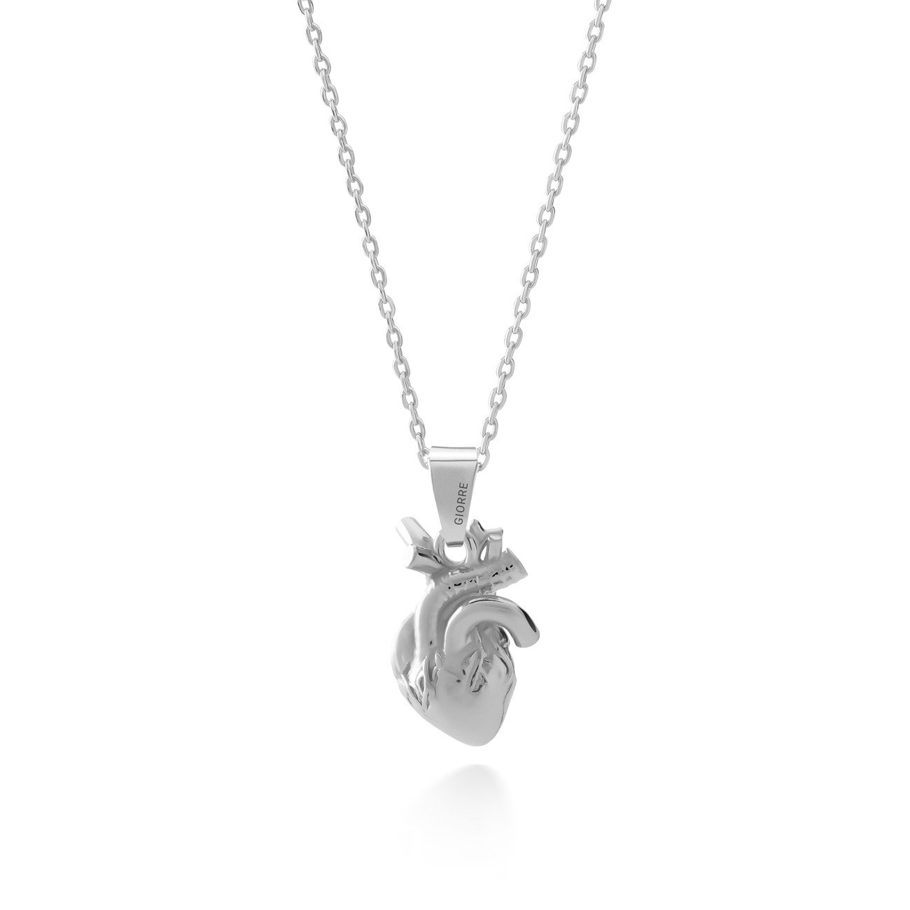 Damski srebrny naszyjnik serce anatomiczne, srebro 925