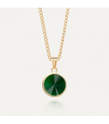 Silver necklace - green jade