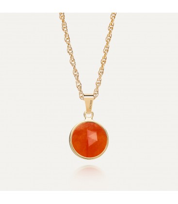 Silver necklace with a Rose Cut stone - orange jade