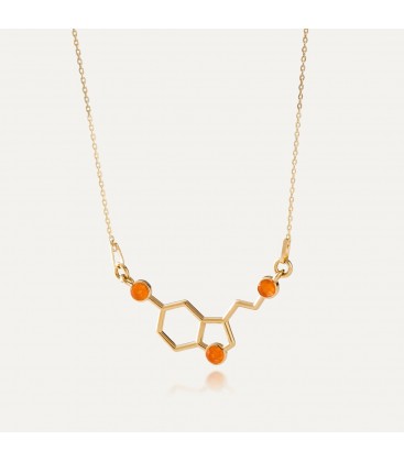 Serotonin necklace with stones - orange jade, silver 925