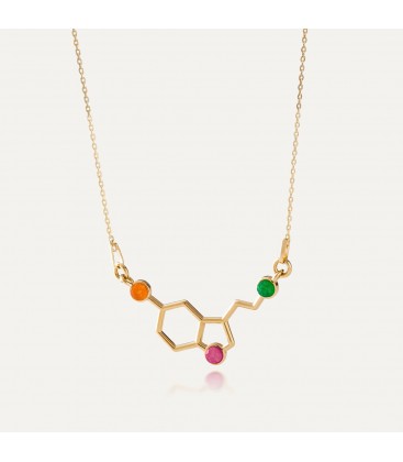 Serotonin necklace with colored stones, silver 925