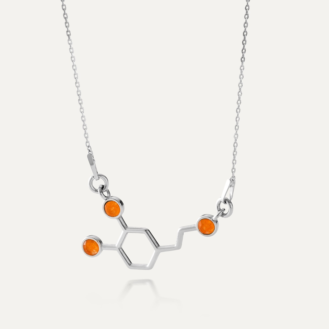 Naszyjnik dopamina z kamieniami naturalnymi, pomarańczowy jadeit, Srebro 925
