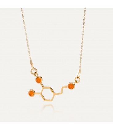 Naszyjnik dopamina z kamieniami naturalnymi, pomarańczowy jadeit, Srebro 925