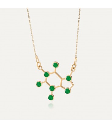 Caffeine necklace with stones - green jade, silver 925