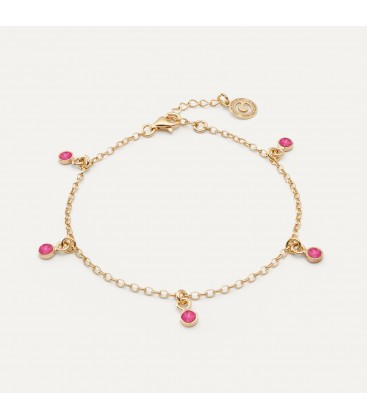 Silver bracelet with pendants - pink jade