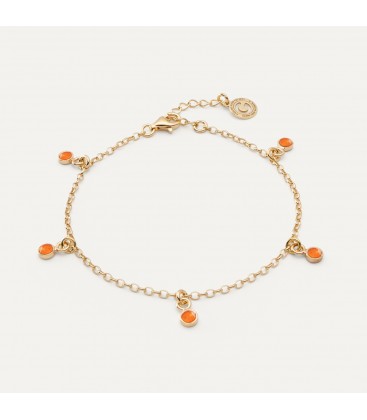 Silver bracelet with pendants - orange jade