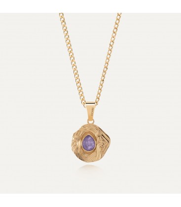Talisman necklace with a gemstone - purple jadeite, sterling silver 925