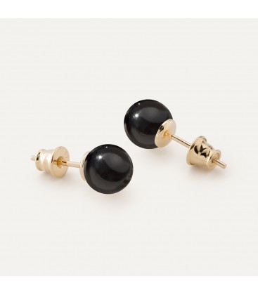 Silver stud earrings with black pearl
