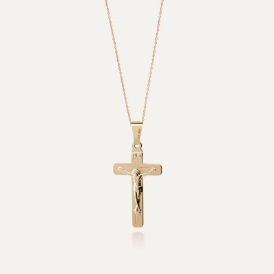 Goldene Halskette mit einem Kreuz