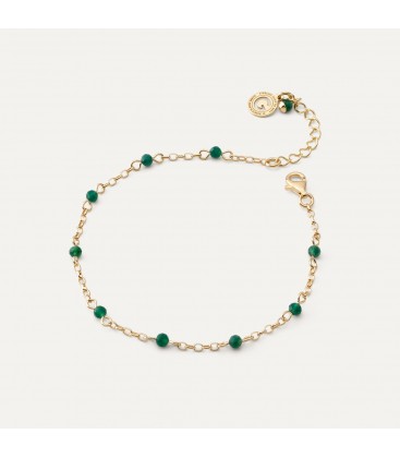 Silver anklet with green onyx