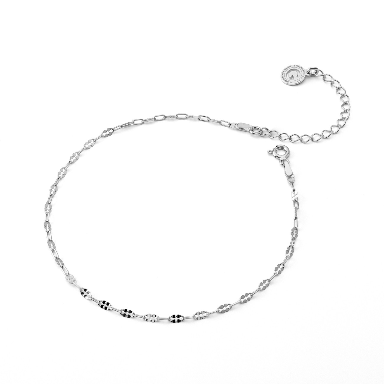 Delicate ankle bracelet, sterling silver 925