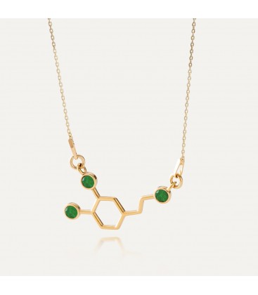 Dopamine necklace with stones - green jade, silver 925